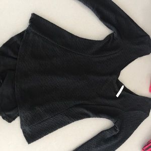 Black long sleeve, Ruffle back shirt. Medium